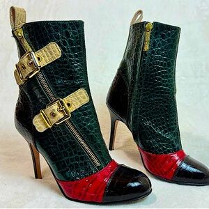 Luciano Padovan Italian Stylish Authentic Crocodile Skin Heeled Boots Size 36